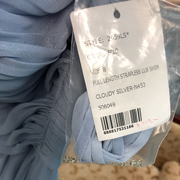 Dessy Lux Shimmer Chiffon Bridesmaid Dress Ruched - Picture 4 of 13